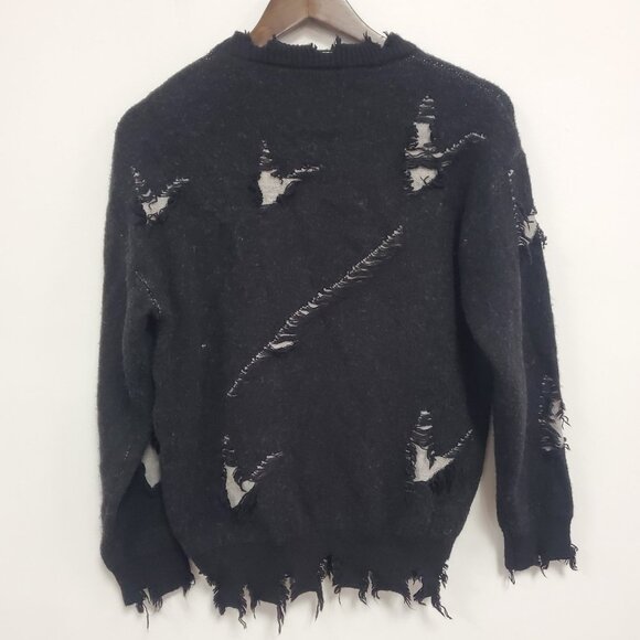 Andreilee Womens Distressed Sweater Size S Black Grunge Alternative Baddie Goth - Picture 3 of 9